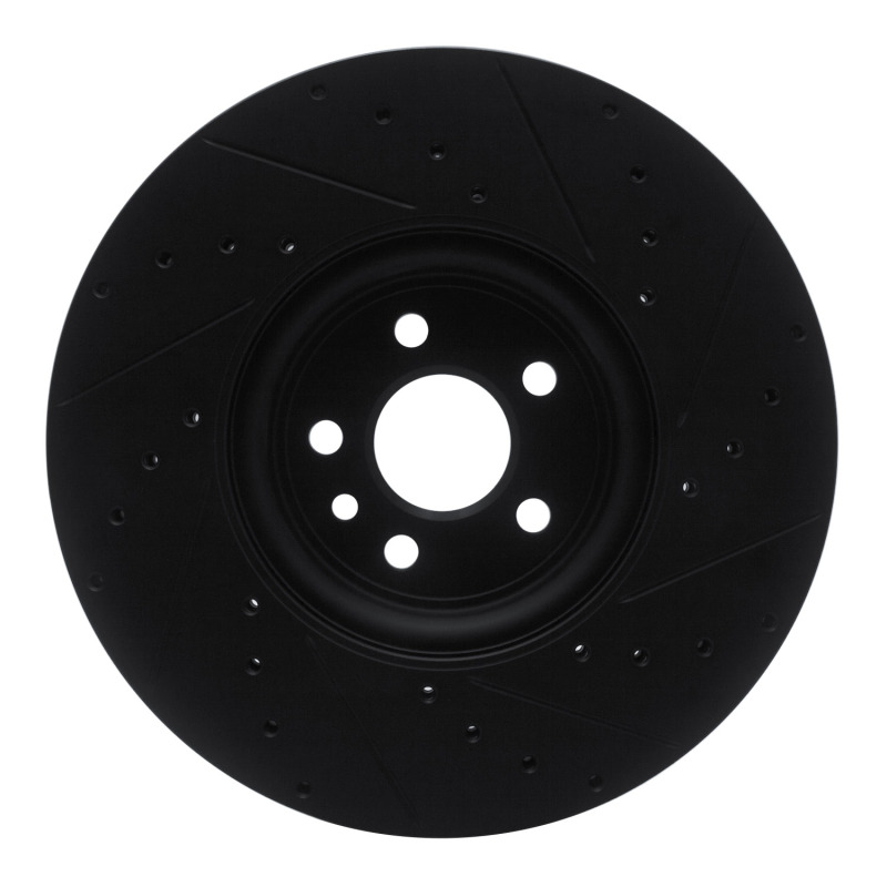 Jaguar F-Pace Brake Rotor (1) - Front Left - R1 Concepts - Drilled & Slotted - Black - `17-`20